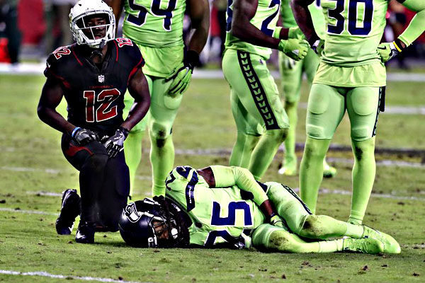 L'infortunio di Richard Sherman (tendine d'Achille) durante Cardinals - Seahawks