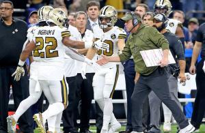 Saints sideline vs Eagles 2018