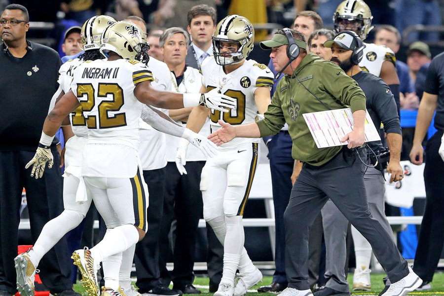 Saints sideline vs Eagles 2018