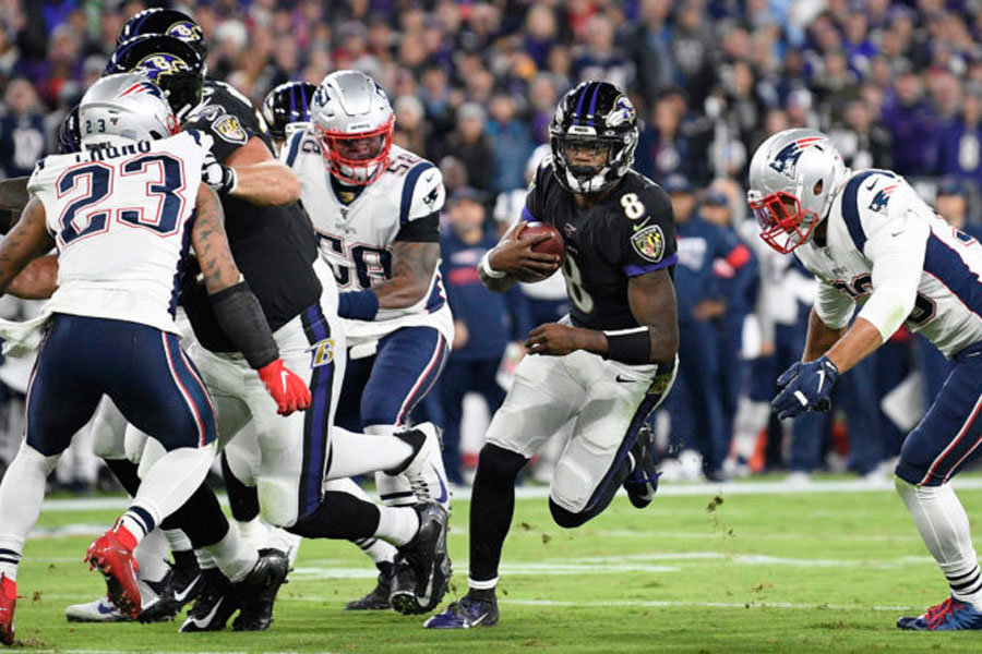 NFL 2019 Lamar Jackson vs Patriots