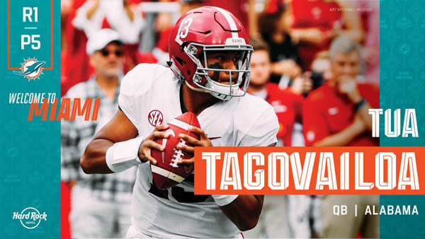 Tua Tagovailoa Miami Dolphins Draft 2020