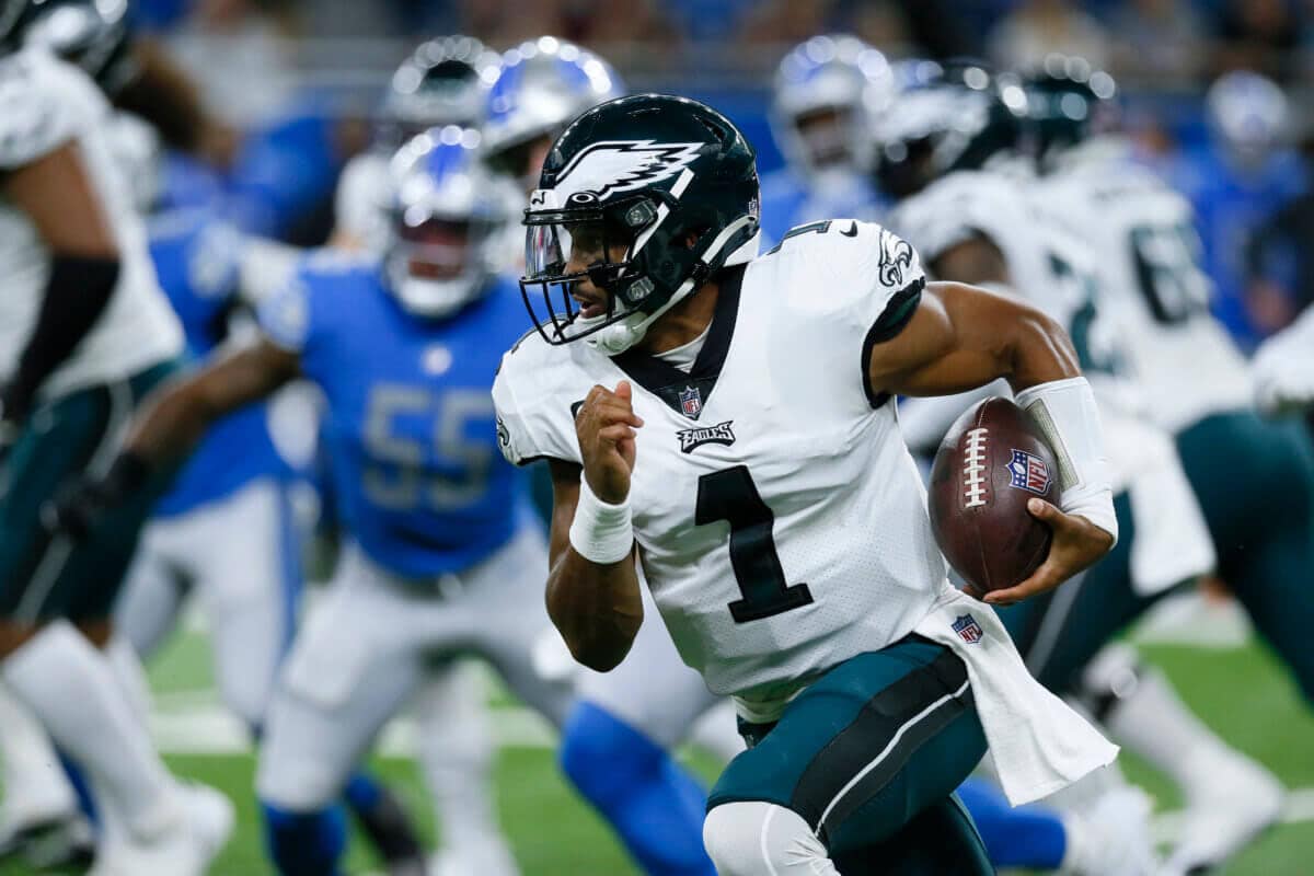 Jalen Hurts Philadelphia Eagles vs Detroit Lions NFL 2022 week 1 (AP Photo-Duane Burleson)