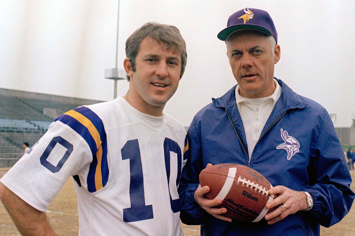 Bud Grant col quarteback Fran Tarkenton