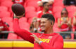 Patrick Mahomes during warm-up week 1