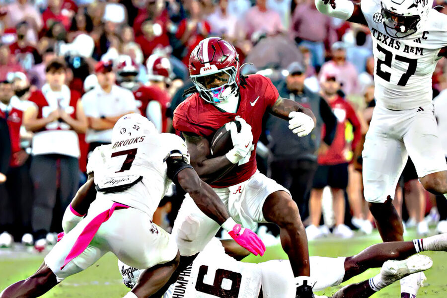 Daniel Hill (#4) in Alabama Crimson Tide vs Texas A&M Aggies NCAA 2026